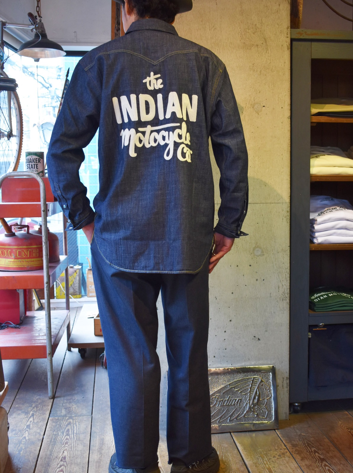 Denim Western Shirt Script logo