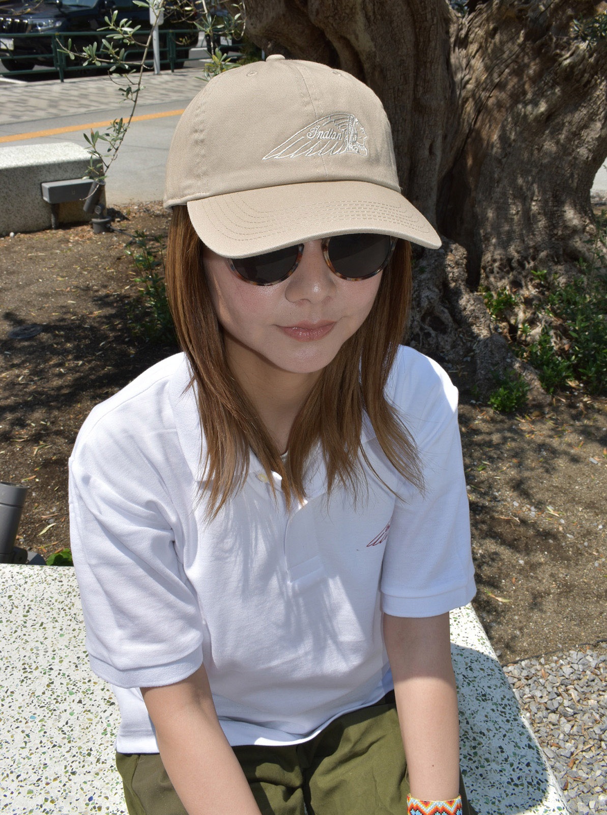 Washed baseball cap "head mark"