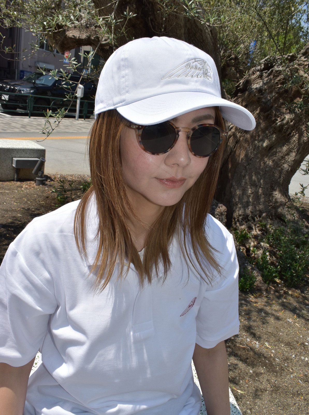Washed baseball cap "head mark"