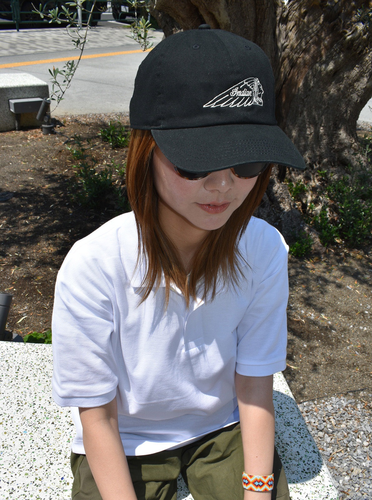 Washed baseball cap "head mark"