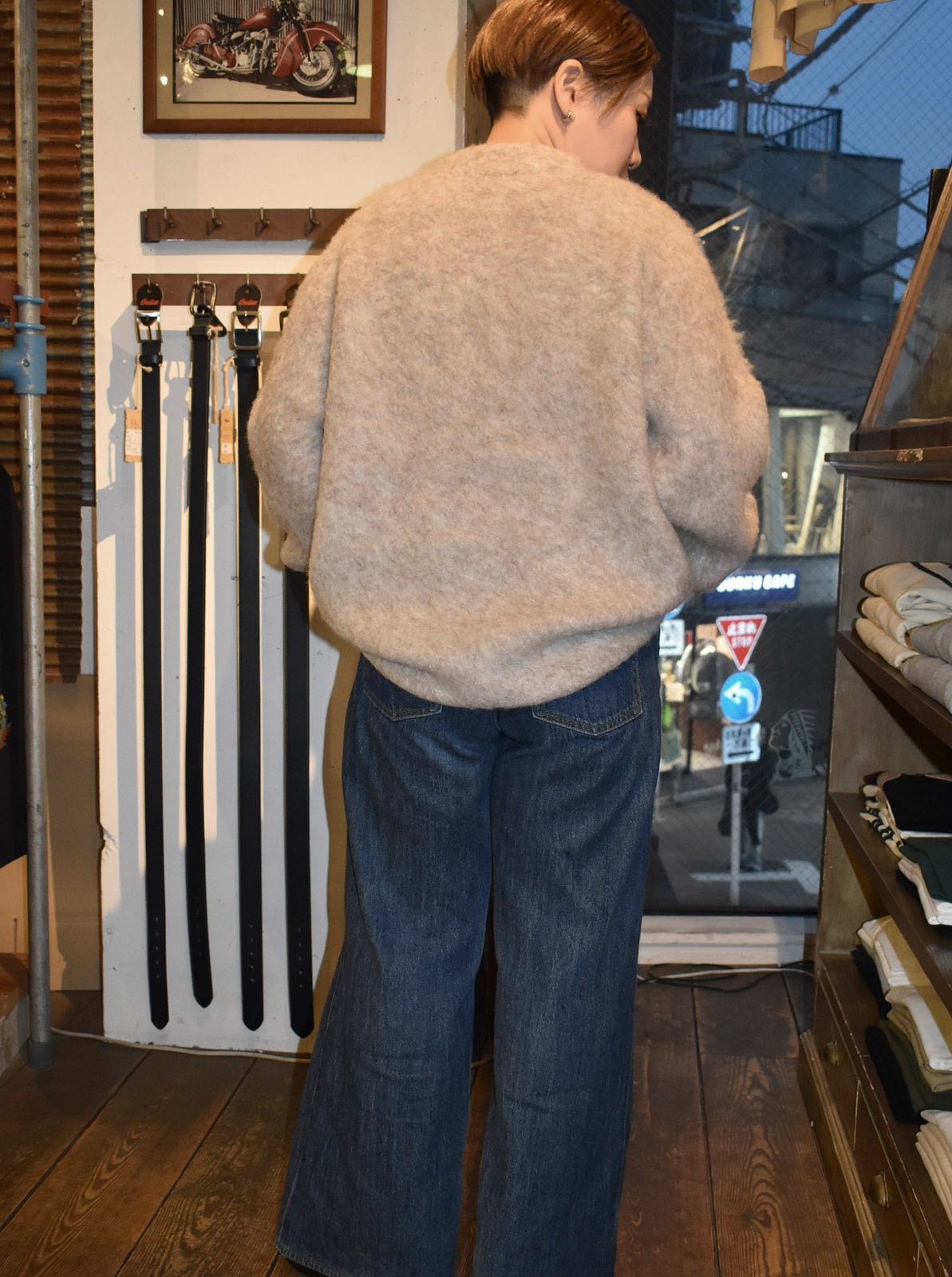 Jaggy Processing Half Zip Crew Neck