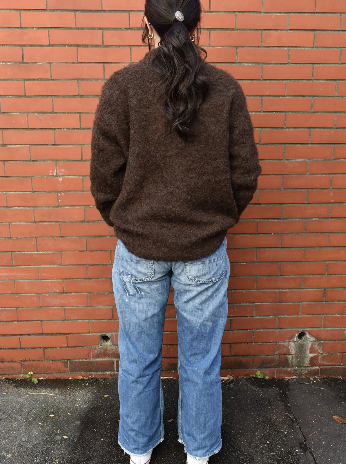 Jaggy Processing Half Zip Crew Neck