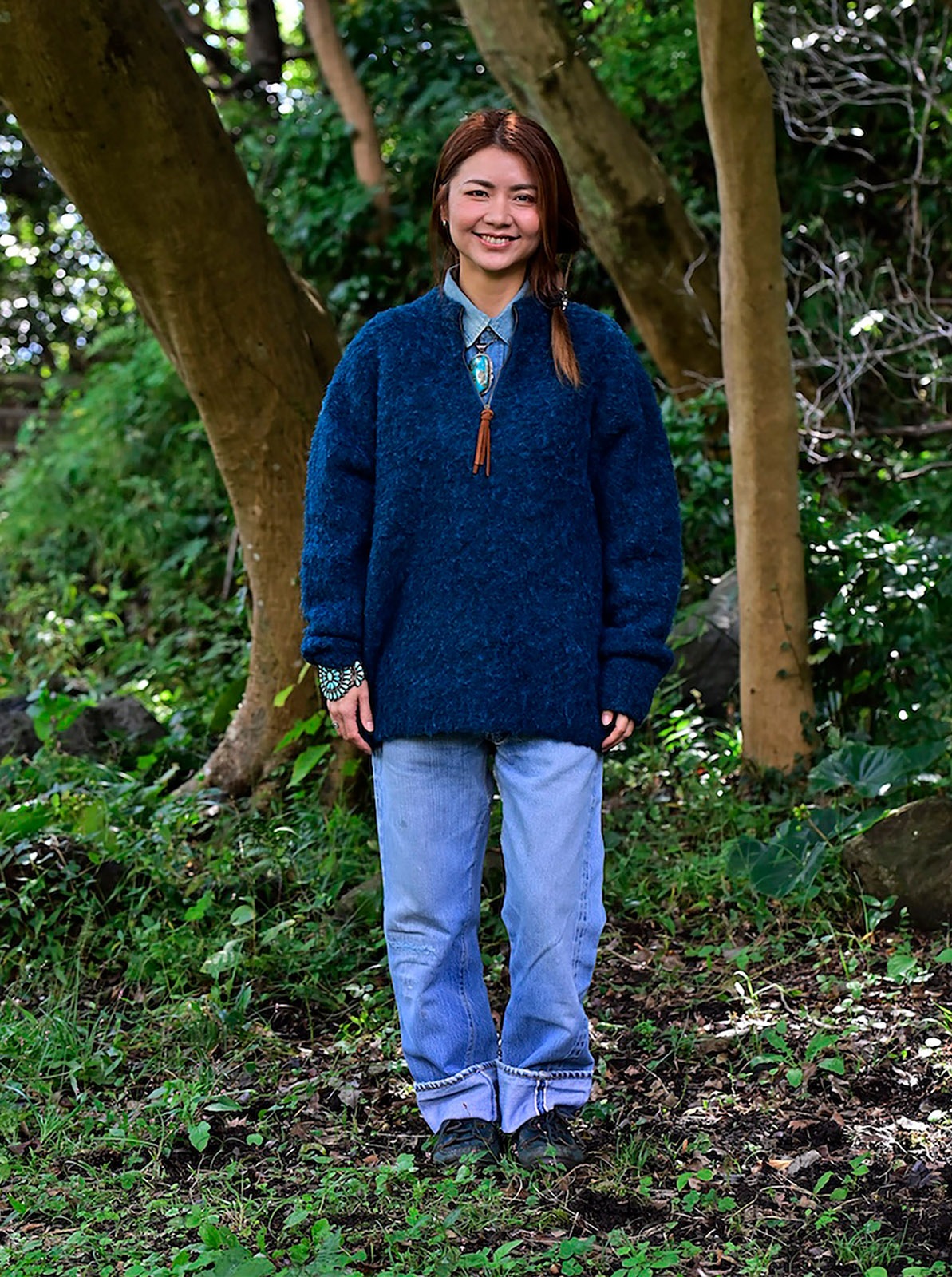 Jaggy Processing Half Zip Crew Neck