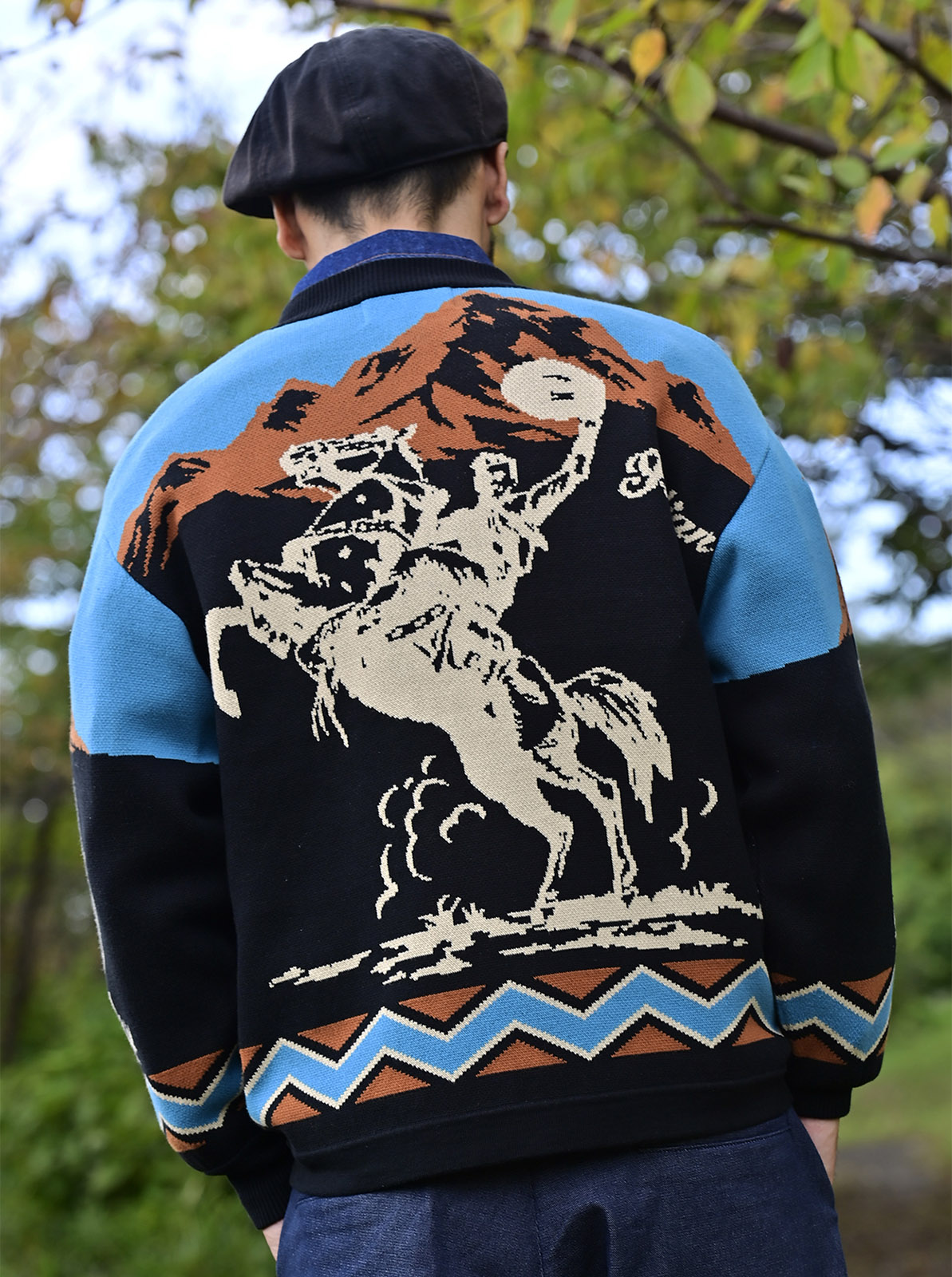W-Jacquard Zip-up Jacket "CACTUS & RODEO"
