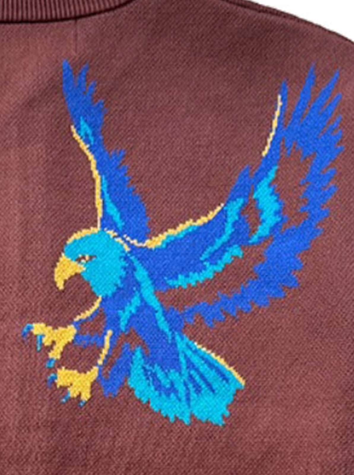 W-Jacquard Crew Neck Cardigan "WESTERN SUNSET"