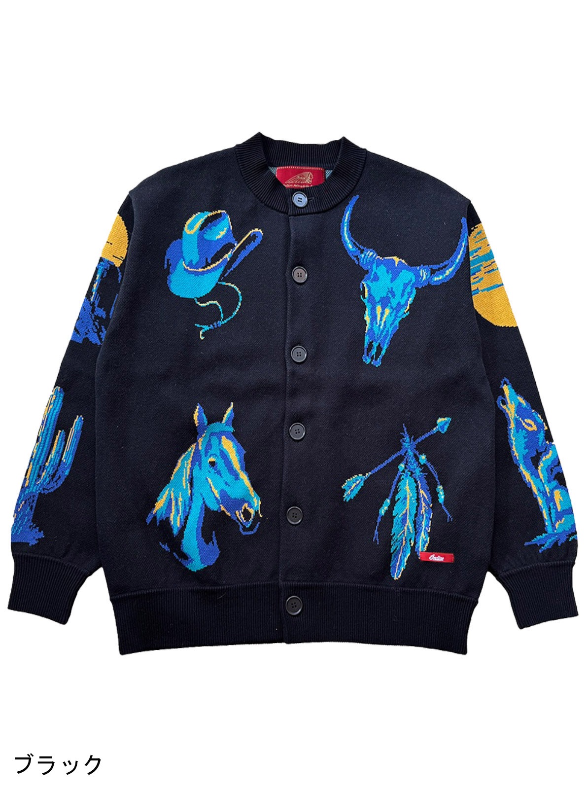 W-Jacquard Crew Neck Cardigan "WESTERN SUNSET"