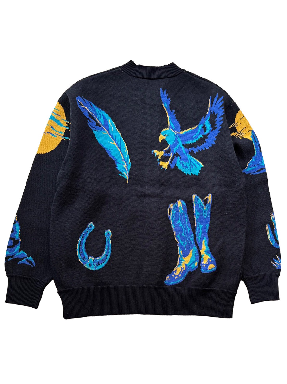 W-Jacquard Crew Neck Cardigan "WESTERN SUNSET"