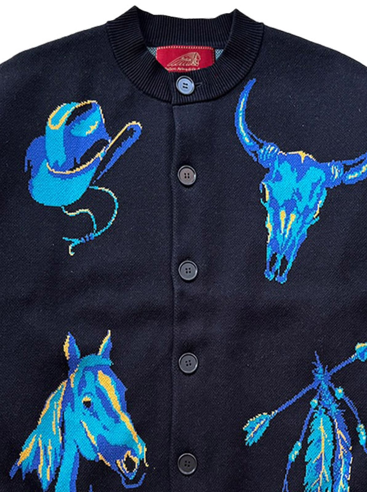 W-Jacquard Crew Neck Cardigan "WESTERN SUNSET"