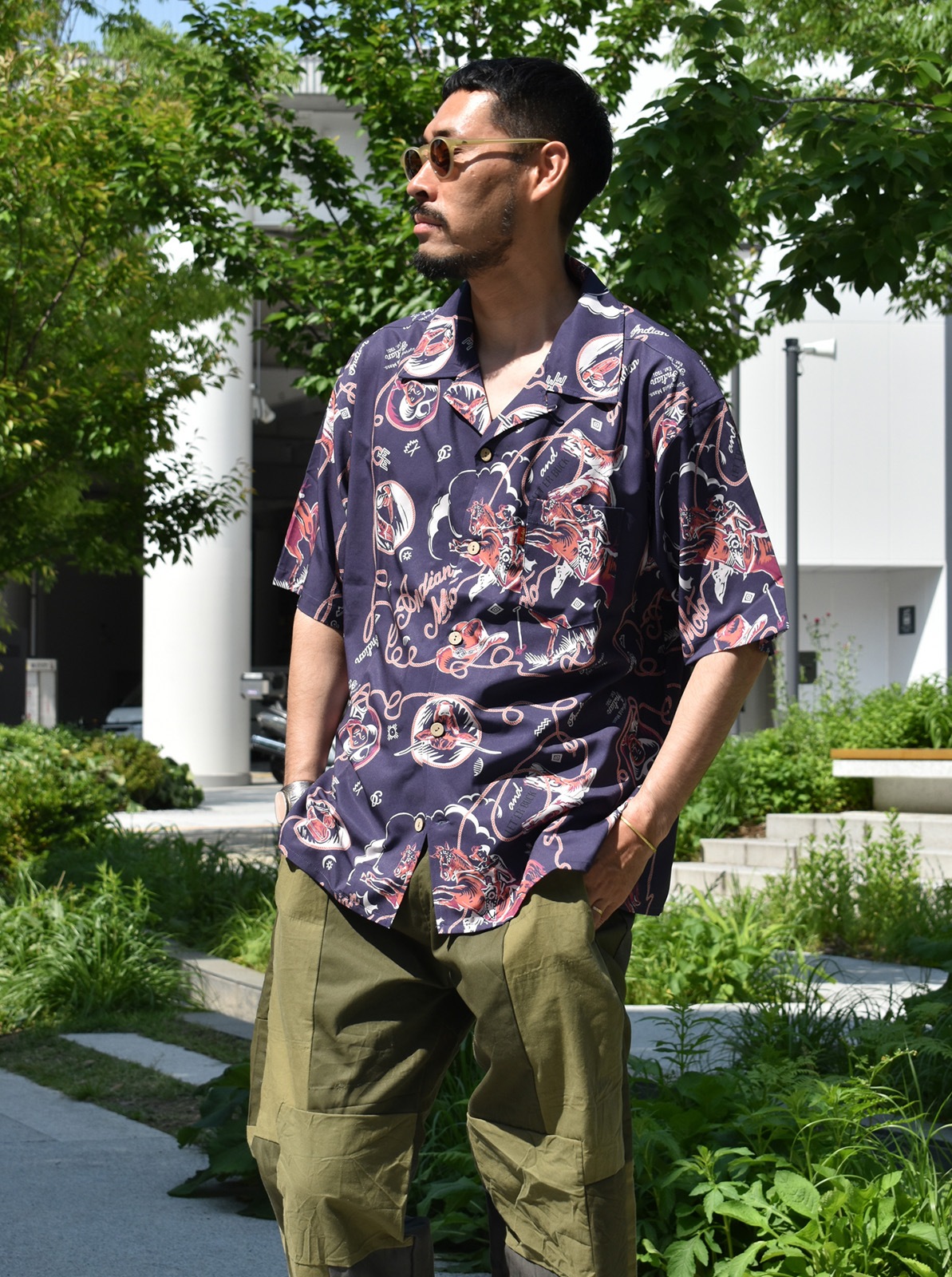 Bandana Print OpenCollar Shirt "HANDPAINT"