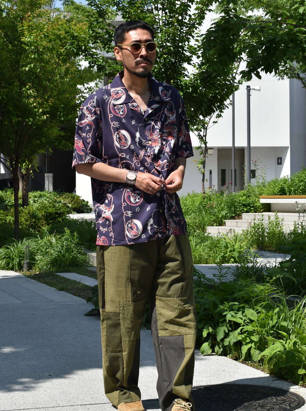 Bandana Print OpenCollar Shirt "HANDPAINT"