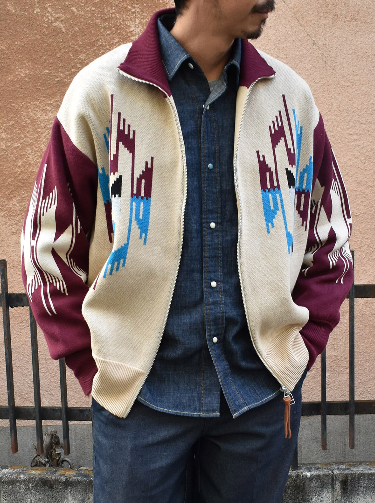 W-Jacquard Zip-up Jacket "CHIMAYO"