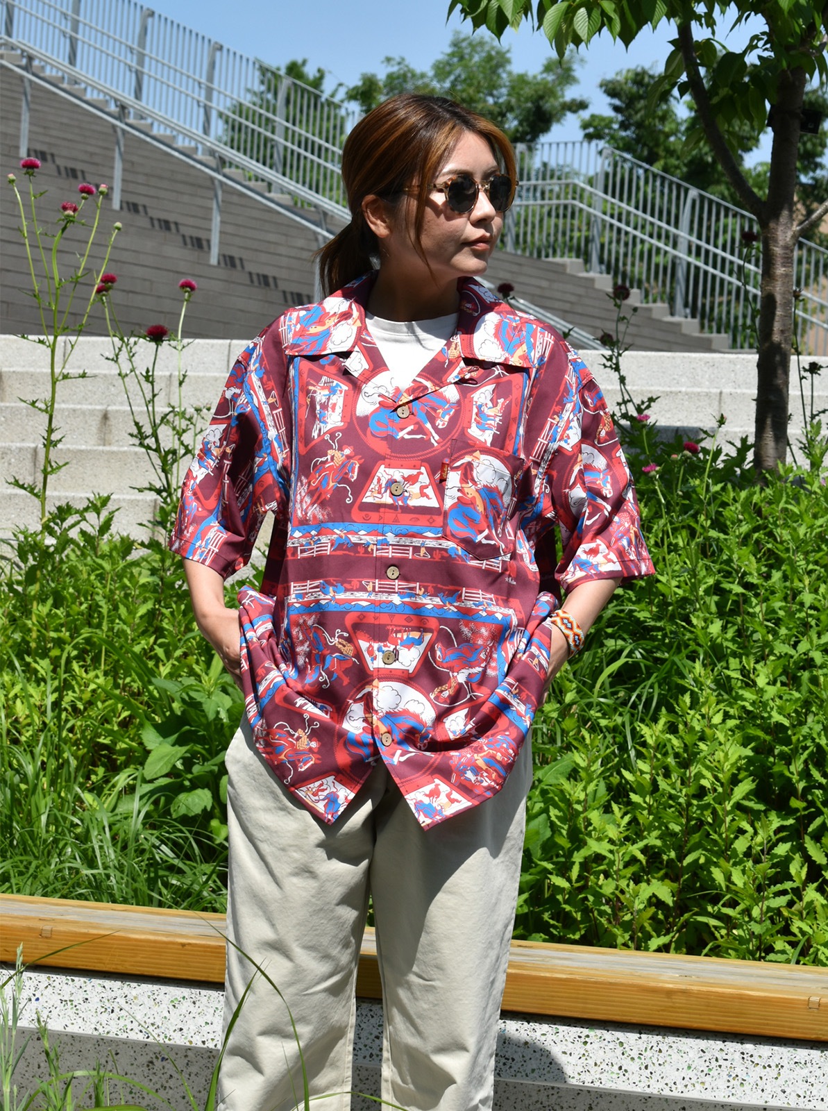 Bandana Print OpenCollar Shirt "RODEO"