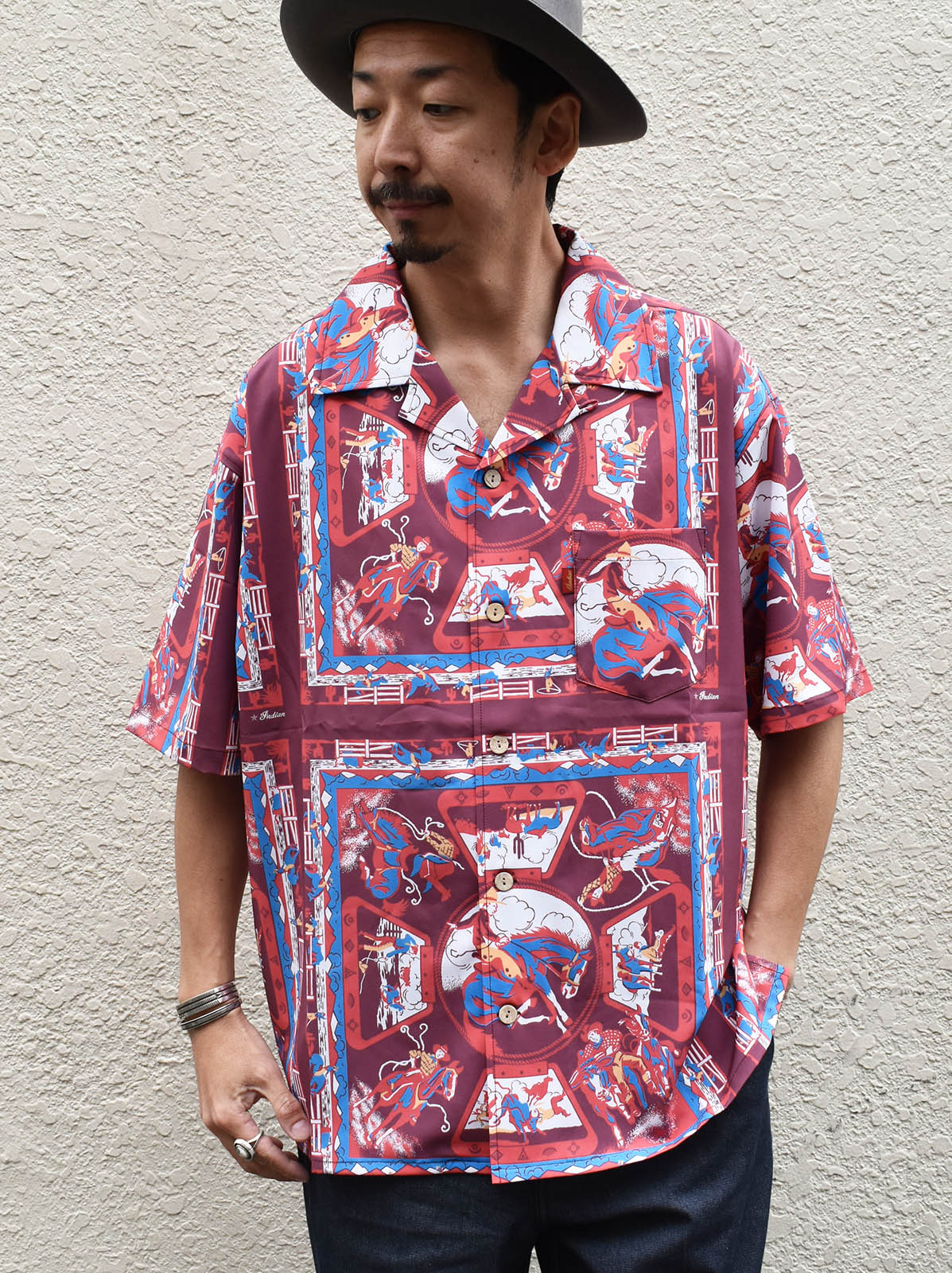 Bandana Print OpenCollar Shirt "RODEO"