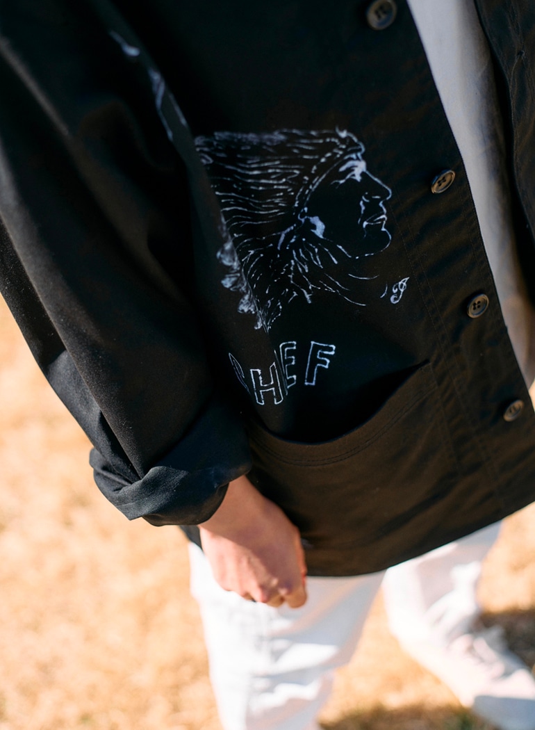 Coverall jacket hand painted prints "CHIEF"