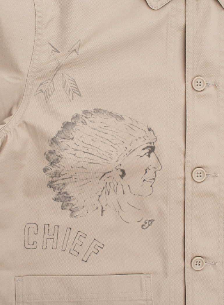 Coverall jacket hand painted prints "CHIEF"
