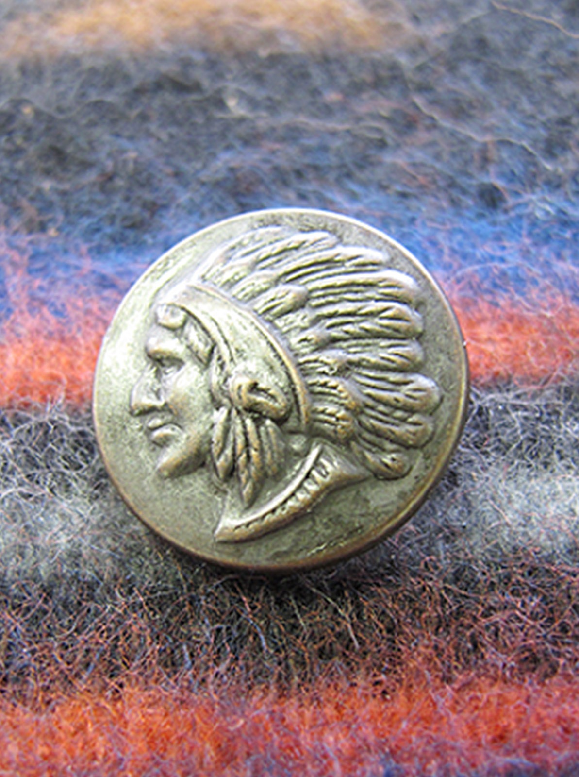Indian Original Concho Button "Chief"