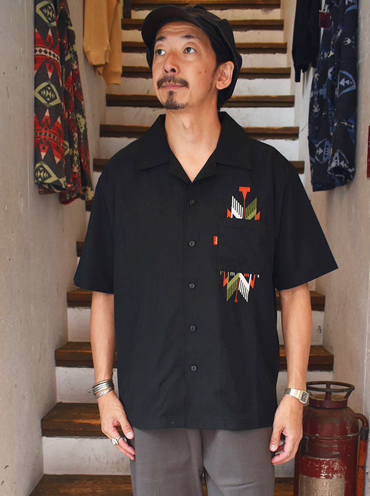 Embroidery Open Collar Shirt "CHIMAYO"