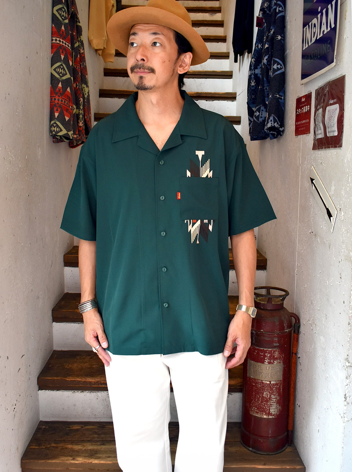 Embroidery Open Collar Shirt "CHIMAYO"