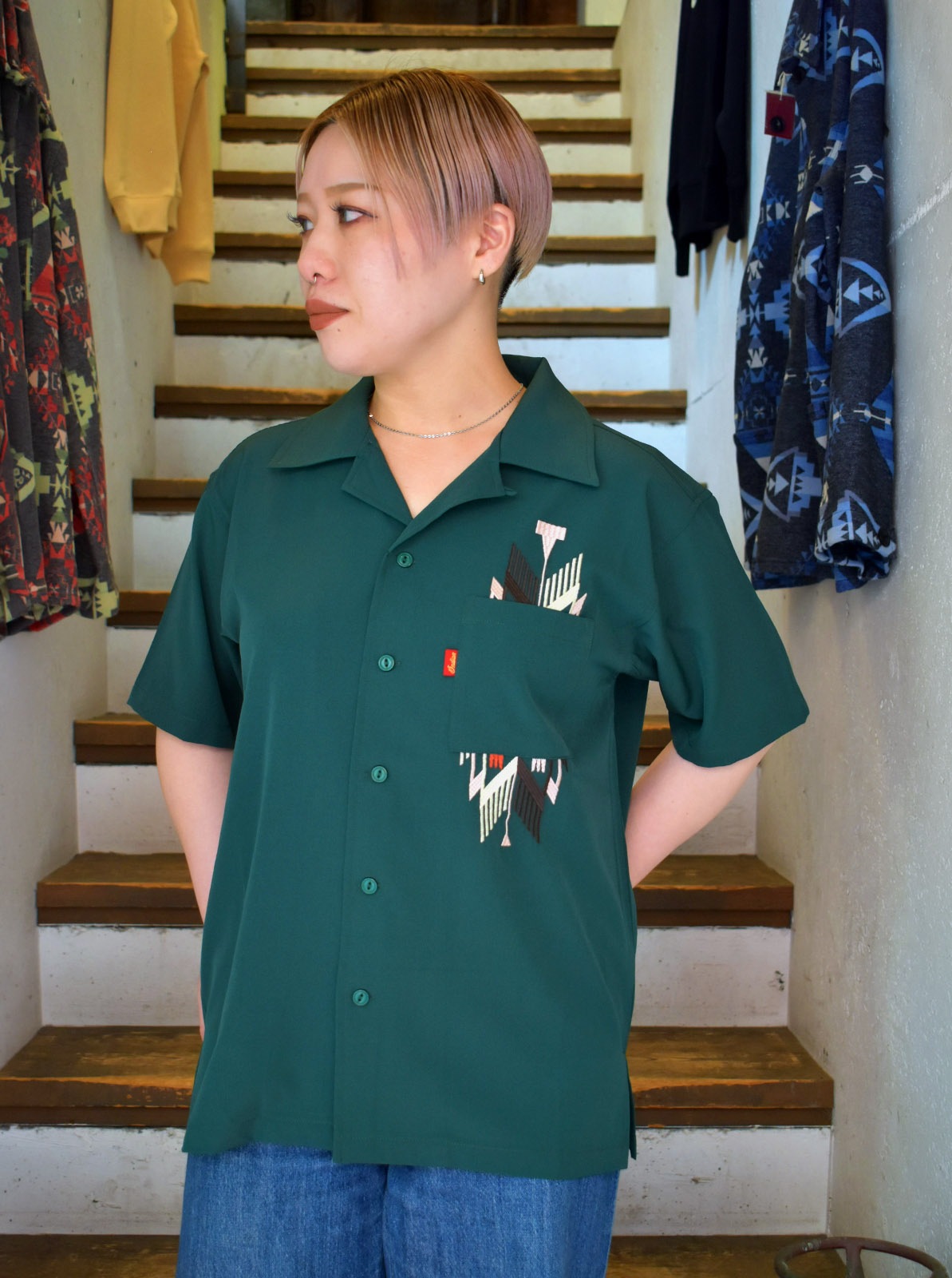 Embroidery Open Collar Shirt "CHIMAYO"