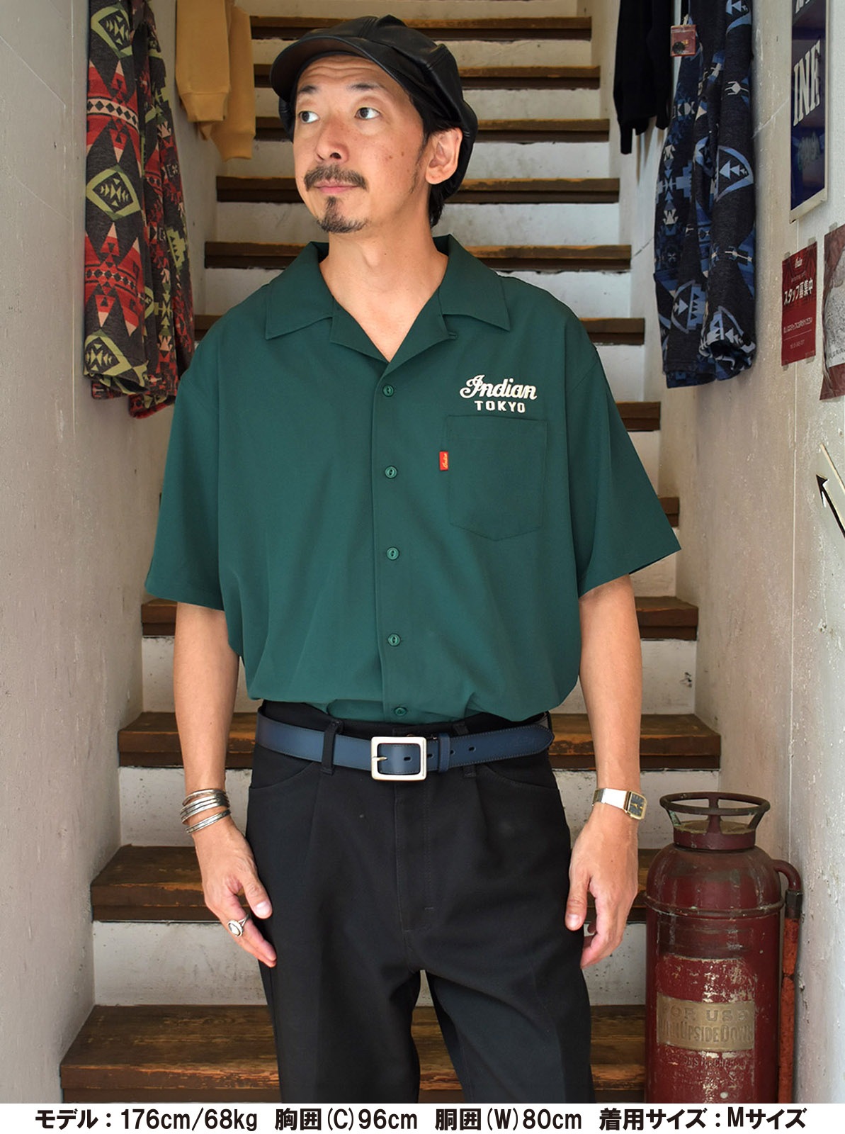 Embroidery Open Collar Shirt "MOTOCYCLE"