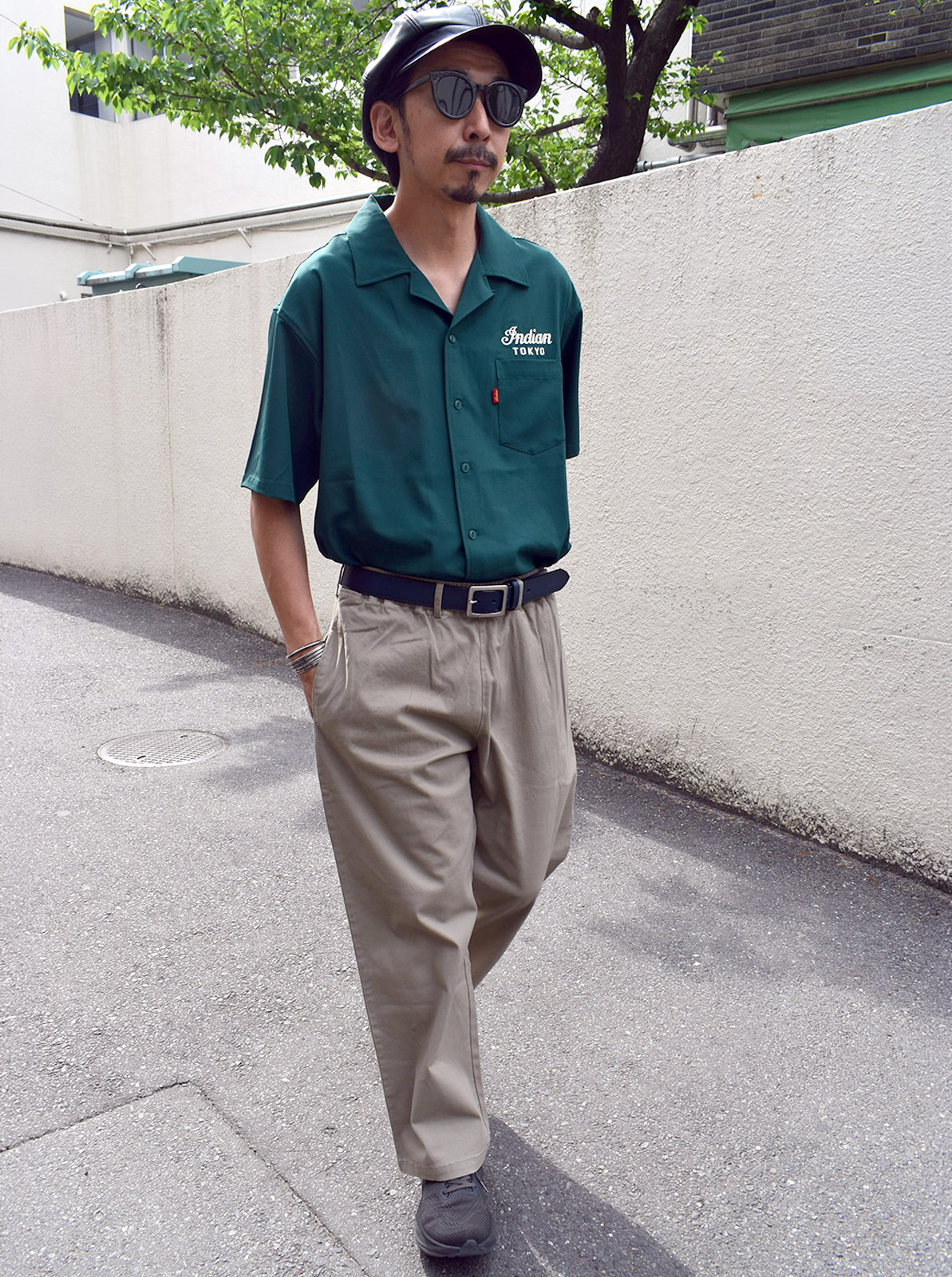 Embroidery Open Collar Shirt "MOTOCYCLE"
