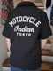 Embroidery Open Collar Shirt "MOTOCYCLE"