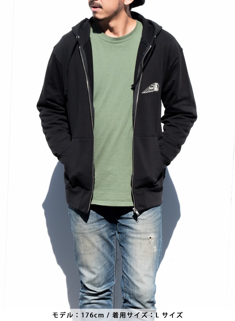 Indian Basic Zip-up Hoodie Headmark Logo