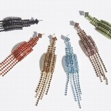 ラインストーンフリンジピアス