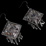 スクエアーメタリックストーンピアス