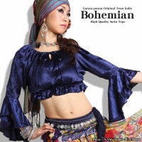 【2025ランキング9位】ボヘミアン ガラムガラム オリジナル サテン トップス 