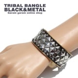 トライバルバングル ブラック＆メタル
