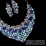 【10％OFF】ゴージャスチョーカーセット カラフルプラントストーン