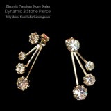 ダイナミック　３ストーンピアス［ジルコニアプレミアムストーンシリーズ］