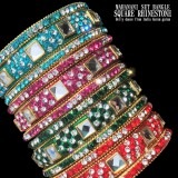 マハラニバングル　スクエアラインストーン(3本セット)