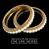 イミテーションパールバングル　ワンラインモデル（2本セット）