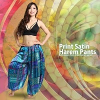 プリント サテン ハーレムパンツ