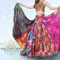 【少量再入荷】NEW GYPSY SKIRT　プリントサテンエディション《HITS ON VALUE》