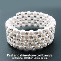 【新作】パール ＆ ラインストーン コイル バングル
