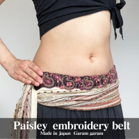 【再入荷】ペイズリー　エンブロイドリー　ベルト 日本製 MADE IN JAPAN