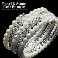 【新商品】パール ＆ ストーン コイル バングル