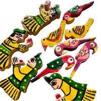 2個　インド　木製　パーツ　