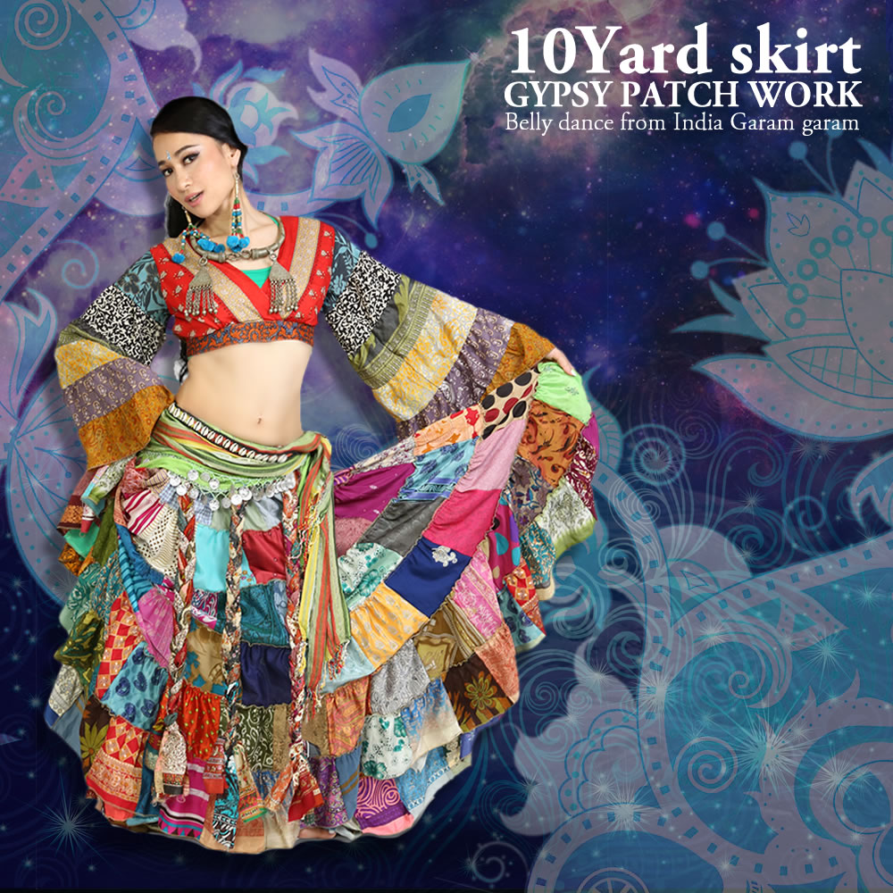 ジプシーパッチワークスカート ６段 スカート ベリーダンス衣装のgaram Garam 公式 ガラムガラム
