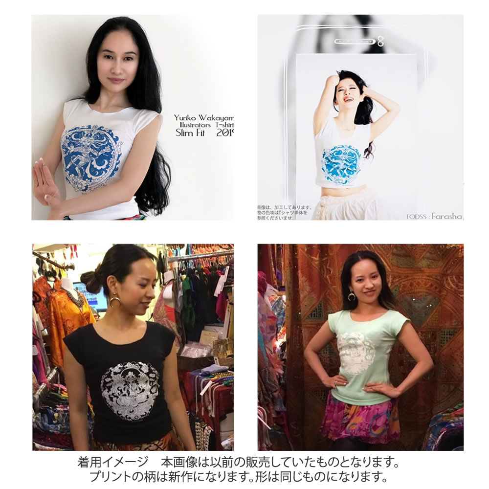 ベリーダンス衣装 【マゼンタ再入荷】若山ゆりこTシャツ・スリムフィットデザイン/ドゥルガー神の写真