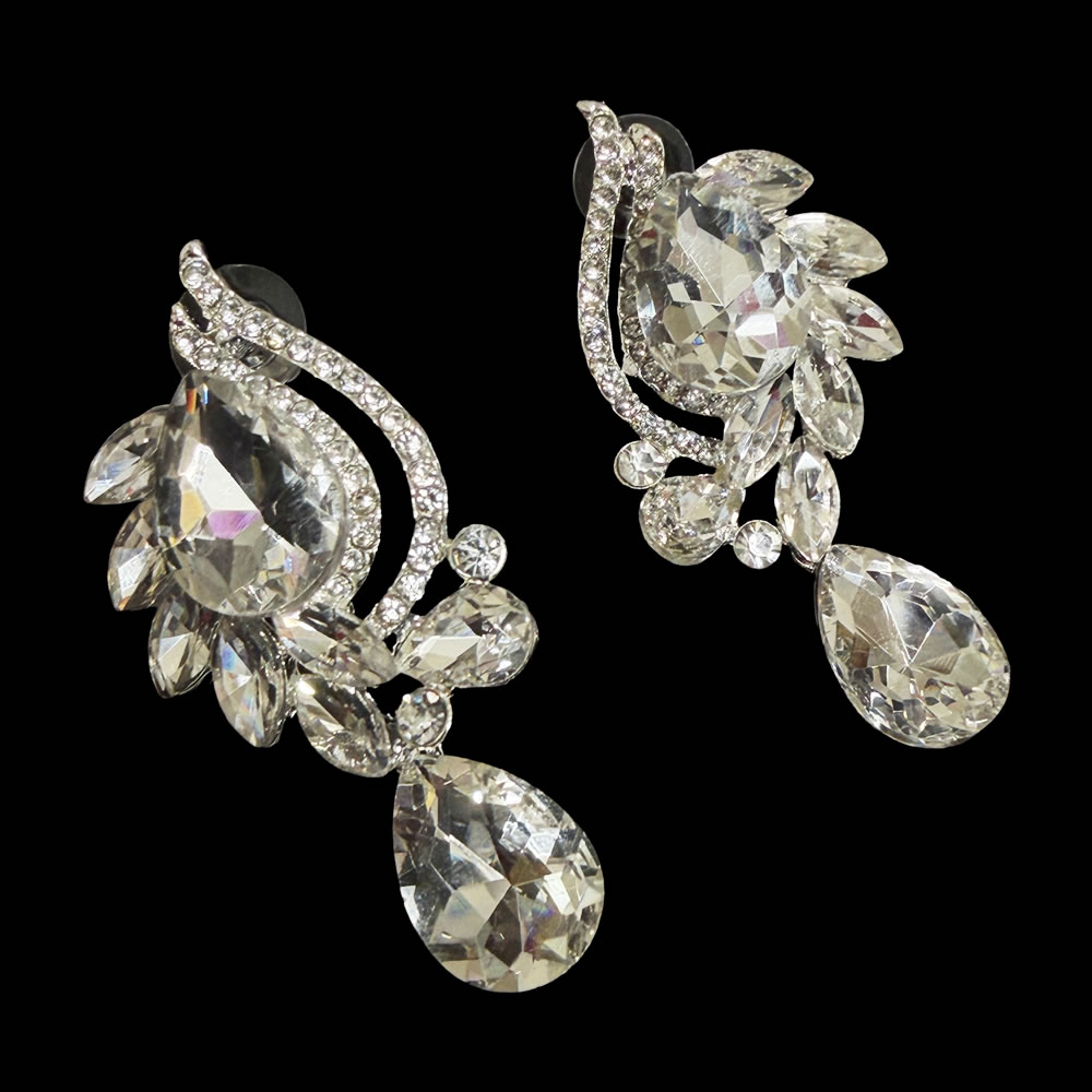 ベリーダンス衣装 【再入荷】クリア　フラワー ネックレス ピアス セットの写真