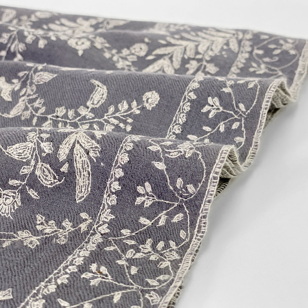 InDream 刺繍ショール パシュミナ カシミヤ  100cm巾 グレー シルバー 01 パーティー クリスマス ギフト おしゃれ 誕生日 プレゼント 春 夏 秋 冬