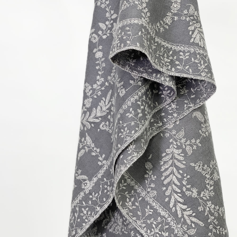 InDream 刺繍ショール パシュミナ カシミヤ  100cm巾 グレー シルバー 01 パーティー クリスマス ギフト おしゃれ 誕生日 プレゼント 春 夏 秋 冬