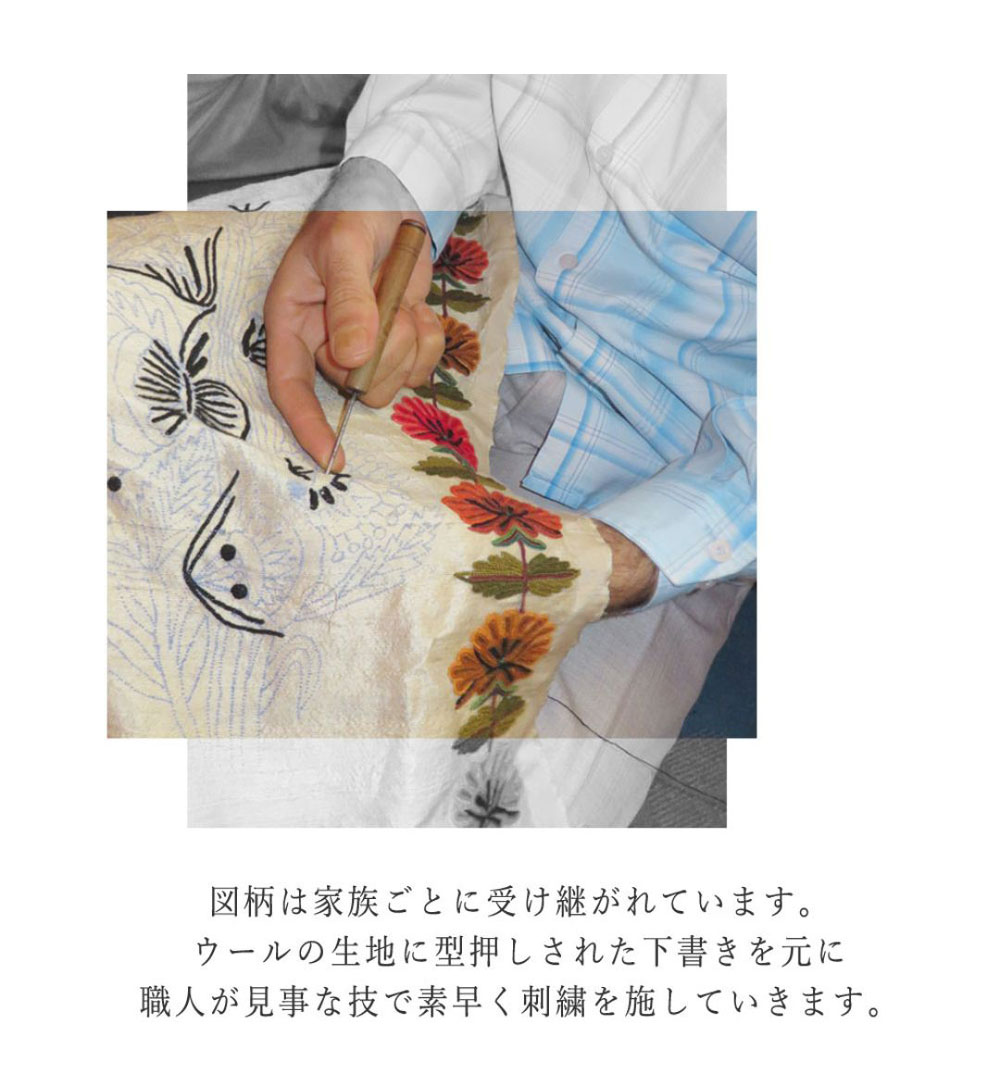 InDream アーリ 刺繍 ストール 一点もの ウール 大判 厚手 誕生日 プレゼント 母の日 ギフト 50代 60代 70代 80代 おしゃれ 秋 冬  結婚式 着物 ショール 白