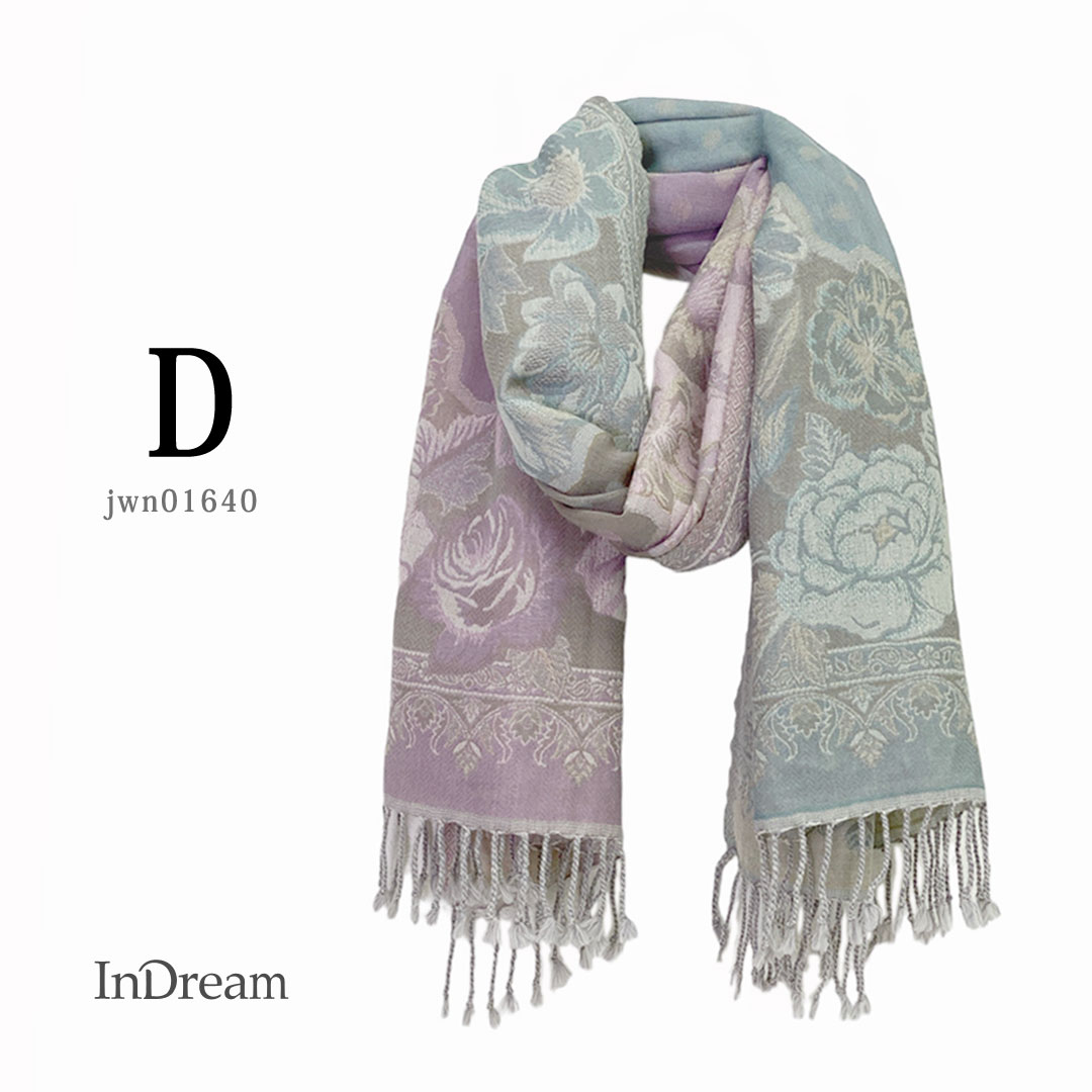InDream ペイズリー柄 ウール ストール 一点もの 大判 ［68cmx180cm］ グレー/ホワイト グリーン/ベージュ/ピンク クリスマス ギフト おしゃれ 誕生日 プレゼント 秋冬 ひざ掛け メンズ マフラー 