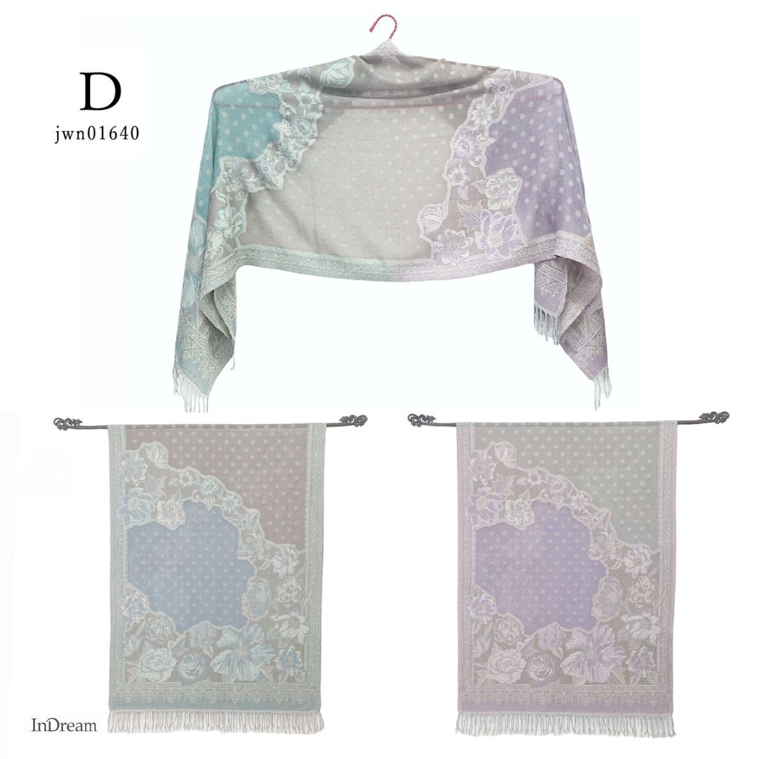 InDream ペイズリー柄 ウール ストール 一点もの 大判 ［68cmx180cm］ グレー/ホワイト グリーン/ベージュ/ピンク クリスマス ギフト おしゃれ 誕生日 プレゼント 秋冬 ひざ掛け メンズ マフラー 