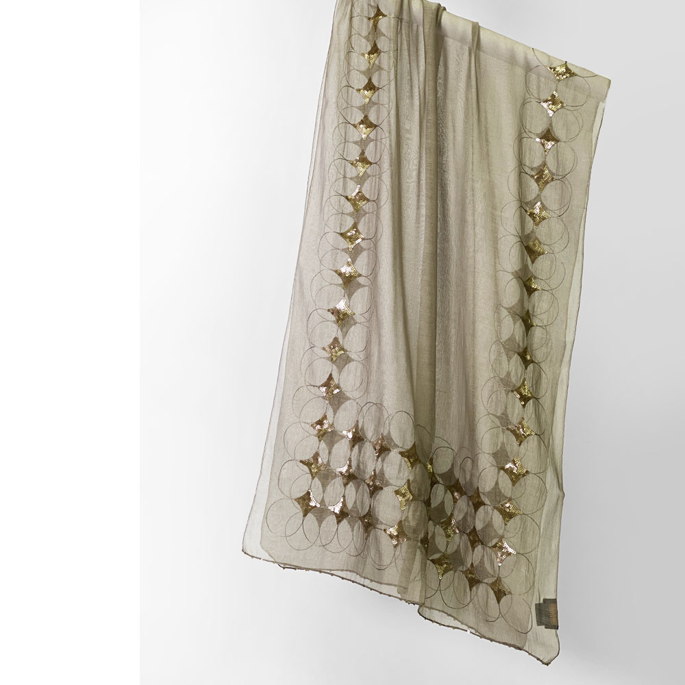 InDream シルク コットン ストール ベージュ スパンコール 還暦 古希 母の日 ギフト おしゃれ 誕生日 プレゼント 春夏 30代 40代 50代 60代